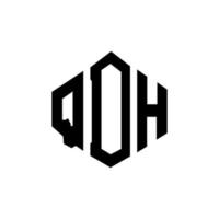 création de logo de lettre qdh avec forme de polygone. création de logo en forme de polygone et de cube qdh. modèle de logo vectoriel qdh hexagone couleurs blanches et noires. monogramme qdh, logo d'entreprise et immobilier.