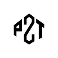 création de logo de lettre pzt avec forme de polygone. création de logo en forme de polygone et de cube pzt. modèle de logo vectoriel pzt hexagone couleurs blanches et noires. monogramme pzt, logo d'entreprise et immobilier.