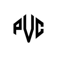 création de logo de lettre pvc avec forme de polygone. création de logo en forme de polygone et de cube en pvc. modèle de logo vectoriel pvc hexagone couleurs blanches et noires. monogramme en pvc, logo commercial et immobilier.