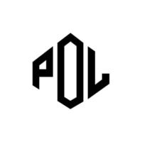 création de logo de lettre pol avec forme de polygone. création de logo en forme de polygone et de cube pol. modèle de logo vectoriel pol hexagone couleurs blanches et noires. monogramme pol, logo d'entreprise et immobilier.