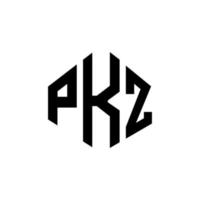 création de logo de lettre pkz avec forme de polygone. création de logo en forme de polygone et de cube pkz. modèle de logo vectoriel pkz hexagone couleurs blanches et noires. monogramme pkz, logo d'entreprise et immobilier.