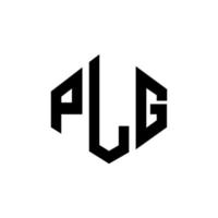 création de logo de lettre plg avec forme de polygone. création de logo en forme de polygone et de cube plg. modèle de logo vectoriel plg hexagone couleurs blanches et noires. monogramme plg, logo d'entreprise et immobilier.