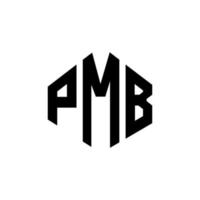 création de logo de lettre pmb avec forme de polygone. création de logo en forme de polygone et de cube pmb. modèle de logo vectoriel pmb hexagone couleurs blanches et noires. monogramme pmb, logo d'entreprise et immobilier.