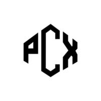 création de logo de lettre pcx avec forme de polygone. création de logo en forme de polygone et de cube pcx. modèle de logo vectoriel pcx hexagone couleurs blanches et noires. monogramme pcx, logo d'entreprise et immobilier.