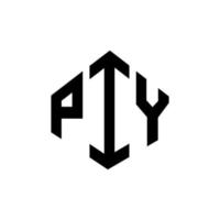 création de logo de lettre piy avec forme de polygone. création de logo en forme de polygone et de cube piy. modèle de logo vectoriel piy hexagone couleurs blanches et noires. monogramme piy, logo d'entreprise et immobilier.