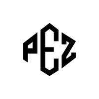 création de logo de lettre pez avec forme de polygone. création de logo en forme de polygone et de cube pez. modèle de logo vectoriel pez hexagone couleurs blanches et noires. monogramme pez, logo d'entreprise et immobilier.