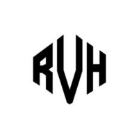 création de logo de lettre rvh avec forme de polygone. création de logo en forme de polygone et de cube rvh. modèle de logo vectoriel rvh hexagone couleurs blanches et noires. monogramme rvh, logo commercial et immobilier.