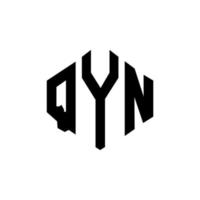 création de logo de lettre qyn avec forme de polygone. création de logo en forme de polygone et de cube qyn. modèle de logo vectoriel qyn hexagone couleurs blanches et noires. monogramme qyn, logo d'entreprise et immobilier.