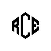 création de logo de lettre rce avec forme de polygone. création de logo en forme de polygone et de cube rce. modèle de logo vectoriel rce hexagone couleurs blanches et noires. monogramme rce, logo d'entreprise et immobilier.