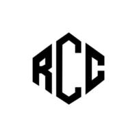 création de logo de lettre rcc avec forme de polygone. création de logo en forme de polygone et de cube rcc. modèle de logo vectoriel hexagone rcc couleurs blanches et noires. monogramme rcc, logo commercial et immobilier.