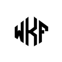 création de logo de lettre wkf avec forme de polygone. création de logo en forme de polygone et de cube wkf. modèle de logo vectoriel wkf hexagone couleurs blanches et noires. monogramme wkf, logo d'entreprise et immobilier.