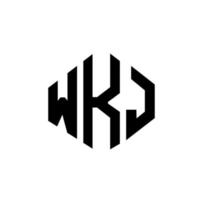 création de logo de lettre wkj avec forme de polygone. création de logo en forme de polygone et de cube wkj. modèle de logo vectoriel wkj hexagone couleurs blanches et noires. monogramme wkj, logo d'entreprise et immobilier.