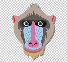 jolie tête de mandrill en style cartoon plat vecteur