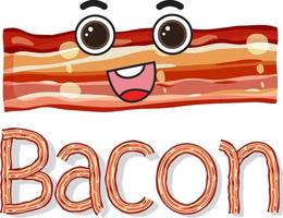création de logo de bacon avec personnage de dessin animé de bacon vecteur