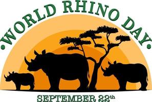 journée mondiale des rhinocéros 22 septembre vecteur