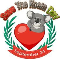 sauvez la conception de la bannière du jour du koala vecteur