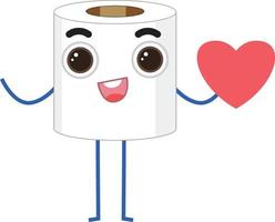 personnage de dessin animé de papier toilette sur fond blanc vecteur