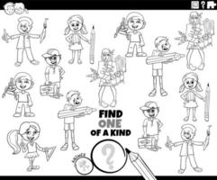 tâche unique avec des élèves de dessin animé enfants coloriage vecteur