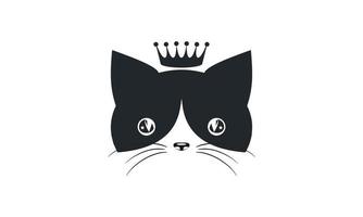 symbole de visage de chat mignon avec couronne, logo vectoriel de chat sur fond blanc. animaux domestiques, animaux