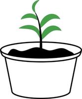 planter des semis dans un conteneur objet vectoriel de couleur semi-plat. plante verte dans un pot en céramique. article de taille normale sur blanc. illustration de style dessin animé simple pour la conception graphique et l'animation web