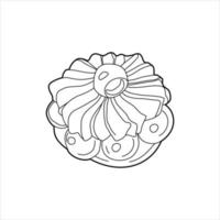 livre de coloriage gâteau meringue, savoureuse doodle illustration vectorielle de nourriture vecteur
