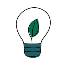 ampoule avec icône de recadrage objet écologique dessiné à la main avec une couleur simple et plate sur fond blanc. illustration vectorielle. vecteur