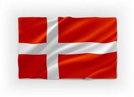 drapeau rouge et blanc du danemark. Objet vectoriel 3D isolé sur fond blanc