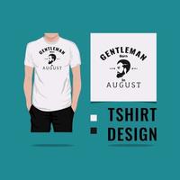gentleman né en août t shirt design illustration vectorielle vecteur