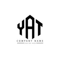 création de logo de lettre yat avec forme de polygone. création de logo en forme de polygone et de cube yat. modèle de logo vectoriel yat hexagone couleurs blanches et noires. monogramme yat, logo d'entreprise et immobilier.