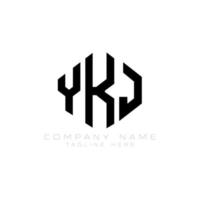 création de logo de lettre ykj avec forme de polygone. création de logo en forme de polygone et de cube ykj. modèle de logo vectoriel ykj hexagone couleurs blanches et noires. monogramme ykj, logo d'entreprise et immobilier.