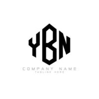 création de logo de lettre ybn avec forme de polygone. création de logo en forme de polygone et de cube ybn. modèle de logo vectoriel ybn hexagone couleurs blanches et noires. monogramme ybn, logo d'entreprise et immobilier.