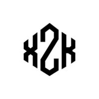 création de logo de lettre xzk avec forme de polygone. création de logo en forme de polygone et de cube xzk. modèle de logo vectoriel xzk hexagone couleurs blanches et noires. monogramme xzk, logo d'entreprise et immobilier.