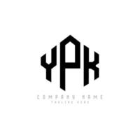 création de logo de lettre ypk avec forme de polygone. création de logo en forme de polygone et de cube ypk. modèle de logo vectoriel hexagone ypk couleurs blanches et noires. monogramme ypk, logo d'entreprise et immobilier.