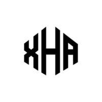 création de logo de lettre xha avec forme de polygone. création de logo en forme de polygone et de cube xha. modèle de logo vectoriel xha hexagone couleurs blanches et noires. monogramme xha, logo d'entreprise et immobilier.