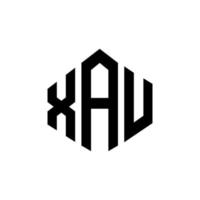 création de logo de lettre xau avec forme de polygone. création de logo en forme de polygone et de cube xau. modèle de logo vectoriel xau hexagone couleurs blanches et noires. monogramme xau, logo d'entreprise et immobilier.