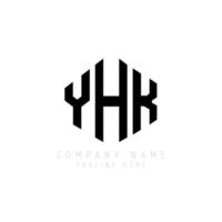 création de logo de lettre yhk avec forme de polygone. création de logo en forme de polygone et de cube yhk. modèle de logo vectoriel yhk hexagone couleurs blanches et noires. monogramme yhk, logo d'entreprise et immobilier.