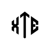 création de logo de lettre xte avec forme de polygone. xte création de logo en forme de polygone et de cube. modèle de logo vectoriel xte hexagone couleurs blanches et noires. monogramme xte, logo d'entreprise et immobilier.