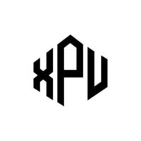 création de logo de lettre xpu avec forme de polygone. création de logo en forme de polygone et de cube xpu. modèle de logo vectoriel xpu hexagone couleurs blanches et noires. monogramme xpu, logo d'entreprise et immobilier.