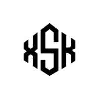 création de logo de lettre xsk avec forme de polygone. création de logo en forme de polygone et de cube xsk. modèle de logo vectoriel xsk hexagone couleurs blanches et noires. monogramme xsk, logo d'entreprise et immobilier.