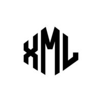 création de logo de lettre xml avec forme de polygone. création de logo en forme de polygone et de cube xml. modèle de logo vectoriel xml hexagone couleurs blanches et noires. monogramme xml, logo d'entreprise et immobilier.