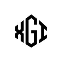 création de logo de lettre xgi avec forme de polygone. création de logo en forme de polygone et de cube xgi. modèle de logo vectoriel xgi hexagone couleurs blanches et noires. monogramme xgi, logo d'entreprise et immobilier.