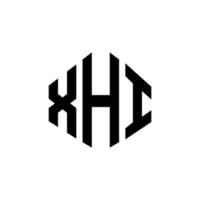 création de logo de lettre xhi avec forme de polygone. création de logo en forme de polygone et de cube xhi. modèle de logo vectoriel xhi hexagone couleurs blanches et noires. monogramme xhi, logo d'entreprise et immobilier.