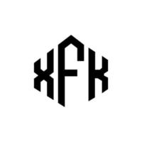 création de logo de lettre xfk avec forme de polygone. création de logo en forme de polygone et de cube xfk. modèle de logo vectoriel xfk hexagone couleurs blanches et noires. monogramme xfk, logo d'entreprise et immobilier.