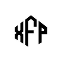 création de logo de lettre xfp avec forme de polygone. création de logo en forme de polygone et de cube xfp. modèle de logo vectoriel xfp hexagone couleurs blanches et noires. monogramme xfp, logo d'entreprise et immobilier.