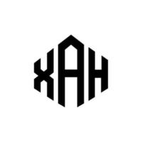 création de logo de lettre xah avec forme de polygone. création de logo en forme de polygone et de cube xah. modèle de logo vectoriel xah hexagone couleurs blanches et noires. monogramme xah, logo d'entreprise et immobilier.