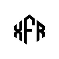 création de logo de lettre xfr avec forme de polygone. création de logo en forme de polygone et de cube xfr. modèle de logo vectoriel xfr hexagone couleurs blanches et noires. monogramme xfr, logo d'entreprise et immobilier.