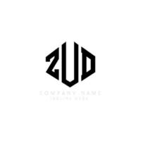 création de logo de lettre zud avec forme de polygone. création de logo en forme de polygone et de cube de zud. modèle de logo vectoriel hexagone zud couleurs blanches et noires. monogramme zud, logo d'entreprise et immobilier.