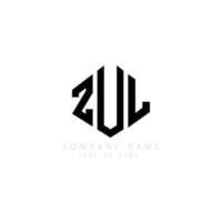 création de logo de lettre zul avec forme de polygone. création de logo en forme de polygone et de cube zul. modèle de logo vectoriel zul hexagone couleurs blanches et noires. monogramme zul, logo d'entreprise et immobilier.