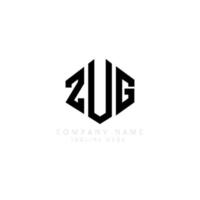 création de logo de lettre zug avec forme de polygone. création de logo en forme de polygone et de cube de zug. modèle de logo vectoriel zug hexagone couleurs blanches et noires. monogramme de zug, logo d'entreprise et immobilier.