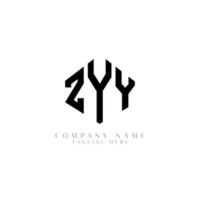 création de logo de lettre zyy avec forme de polygone. création de logo en forme de polygone et de cube zyy. modèle de logo vectoriel zyy hexagone couleurs blanches et noires. monogramme zyy, logo d'entreprise et immobilier.
